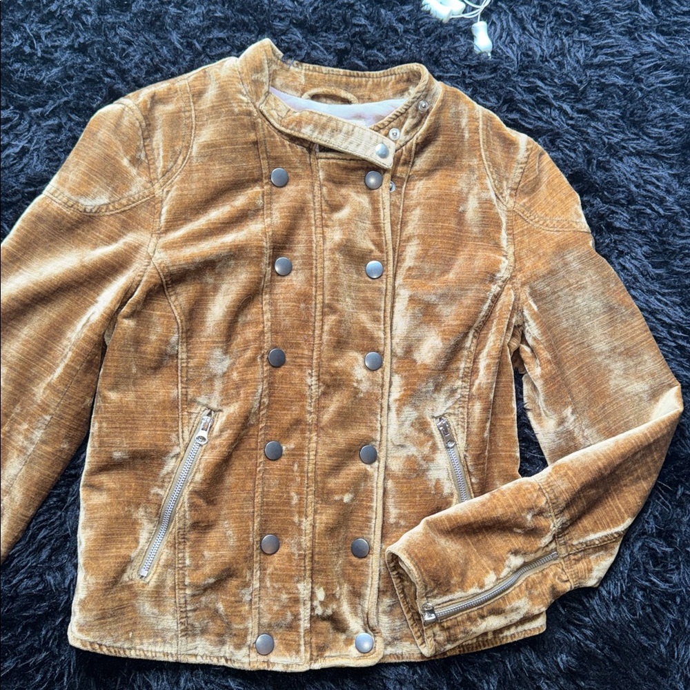 We The Free Golden Brown Velvet Jacket